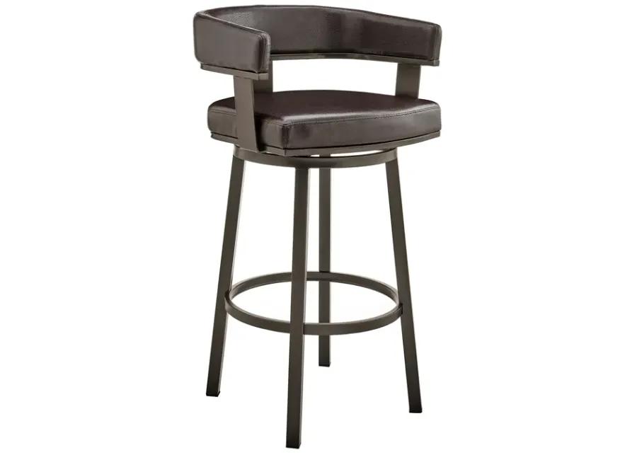 Cohen 26" Counter Height Swivel Bar Stool in Java Brown Finish and Chocolate Faux Leather