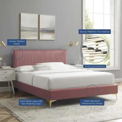 Peyton Performance Velvet Queen Platform Bed