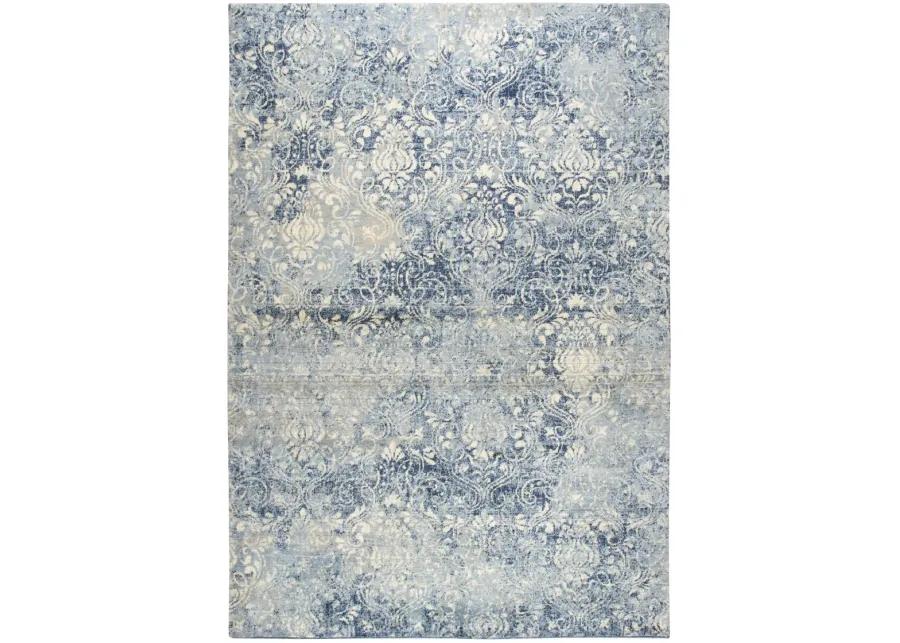 Gossamer Medium Blue Damask 100% New Zealand Wool 5' x 8' Rectangle Rug