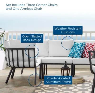 Riverside 4 Piece Outdoor Patio Aluminum Sectional