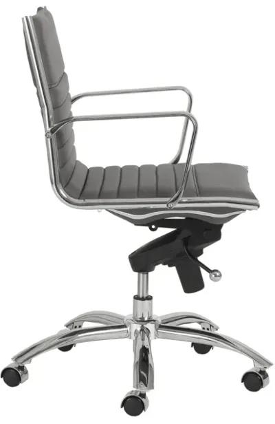 Dirk Low Back Office Chair in Gray with Chromed Steel Base