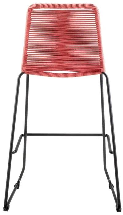 Shasta 30" Outdoor Metal and Brick Red Rope Stackable Barstool - Set of 2