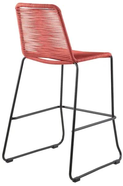 Shasta 30" Outdoor Metal and Brick Red Rope Stackable Barstool - Set of 2