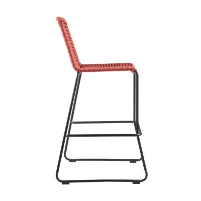 Shasta 30" Outdoor Metal and Brick Red Rope Stackable Barstool - Set of 2