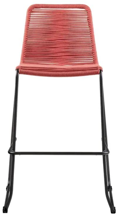 Shasta 30" Outdoor Metal and Brick Red Rope Stackable Barstool - Set of 2