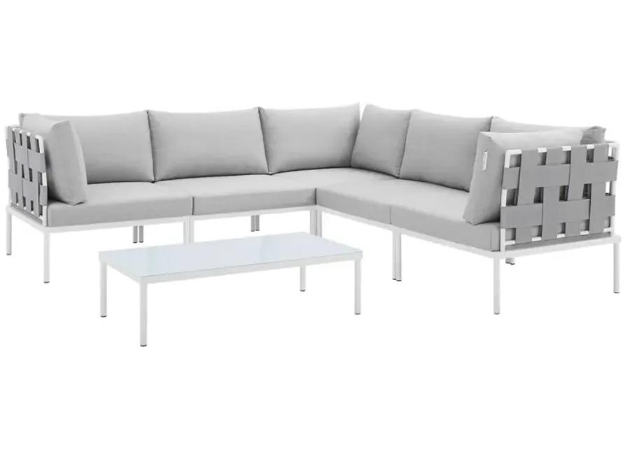 Harmony 6-Piece  Sunbrella® Outdoor Patio Aluminum Sectional Sofa Set