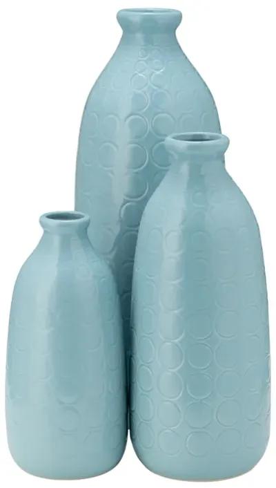 Cer, 12" Circles Vase, Aqua Haze