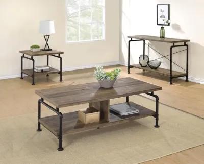 Renton Shelf Storage Coffee Table Rustic Oak and Black