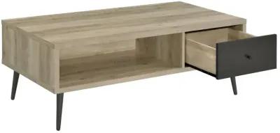 Welsh1-drawer Rectangular Engineered Wood Coffee Table With Storage Shelf Antique Pine and Grey