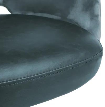 Desi Tilt Office Chair in Blue "Velvet-like" Fabric and Leatherette with Black Base