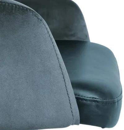 Desi Tilt Office Chair in Blue "Velvet-like" Fabric and Leatherette with Black Base