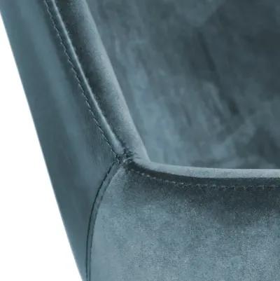 Desi Tilt Office Chair in Blue "Velvet-like" Fabric and Leatherette with Black Base