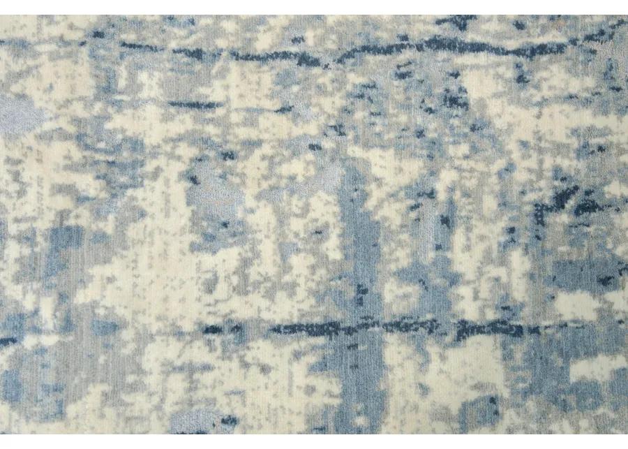 Impressions Blue Abstract NZ Wool/Tencel Blend 9'x12' Rectangle Rug