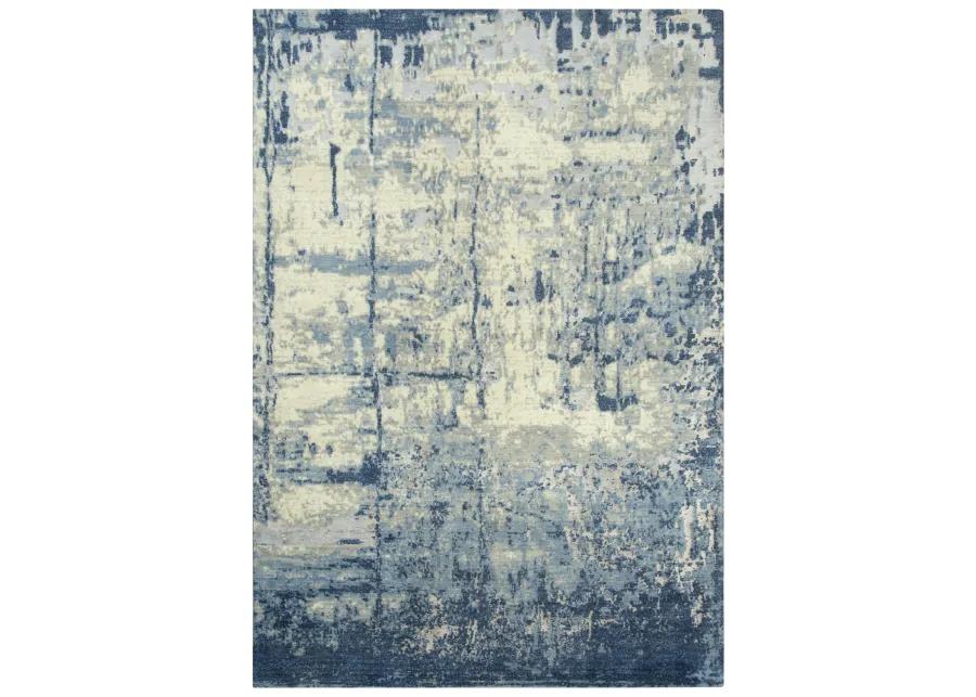 Impressions Blue Abstract NZ Wool/Tencel Blend 9'x12' Rectangle Rug