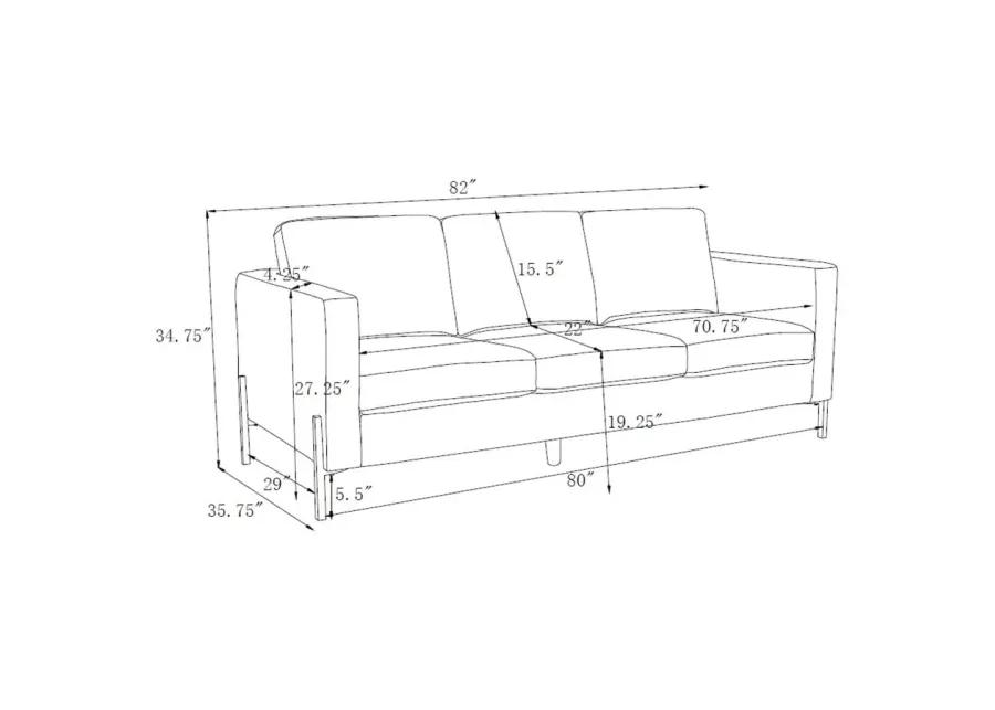 Tilly 3-piece Upholstered Track Arms Sofa Set Oatmeal