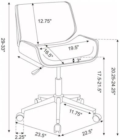 Addilyn Adjustable Height Office Chair Ecru And Chrome