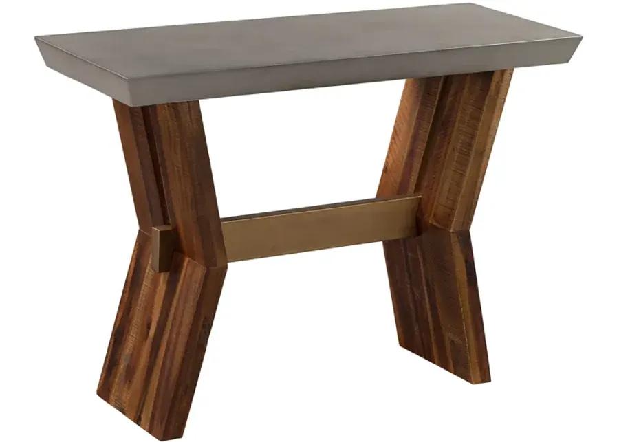 Picadilly Rectangle Console Table in Acacia Wood and Concrete