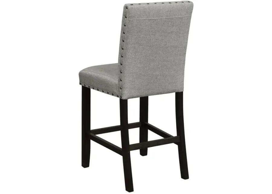 Kentfield Solid Back Upholstered Counter Height Stools Grey and Antique Noir (Set of 2)