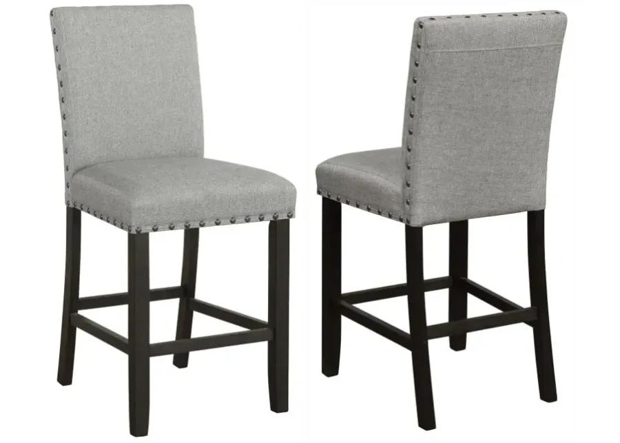 Kentfield Solid Back Upholstered Counter Height Stools Grey and Antique Noir (Set of 2)