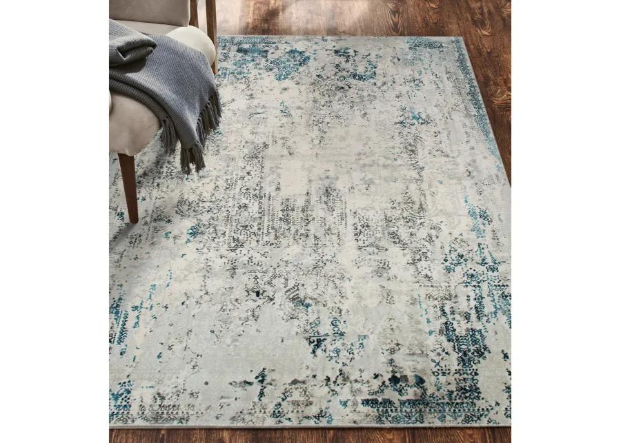 ARIELLA Blue/Grey Rectangle 2'6" x 10 ft Rug