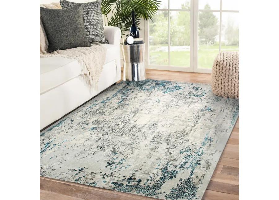 ARIELLA Blue/Grey Rectangle 2'6" x 10 ft Rug