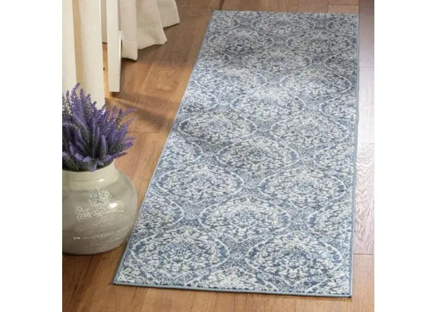 Brentwood 860 Navy / Light Grey 2' X 12' Runner Powerloomed Rug