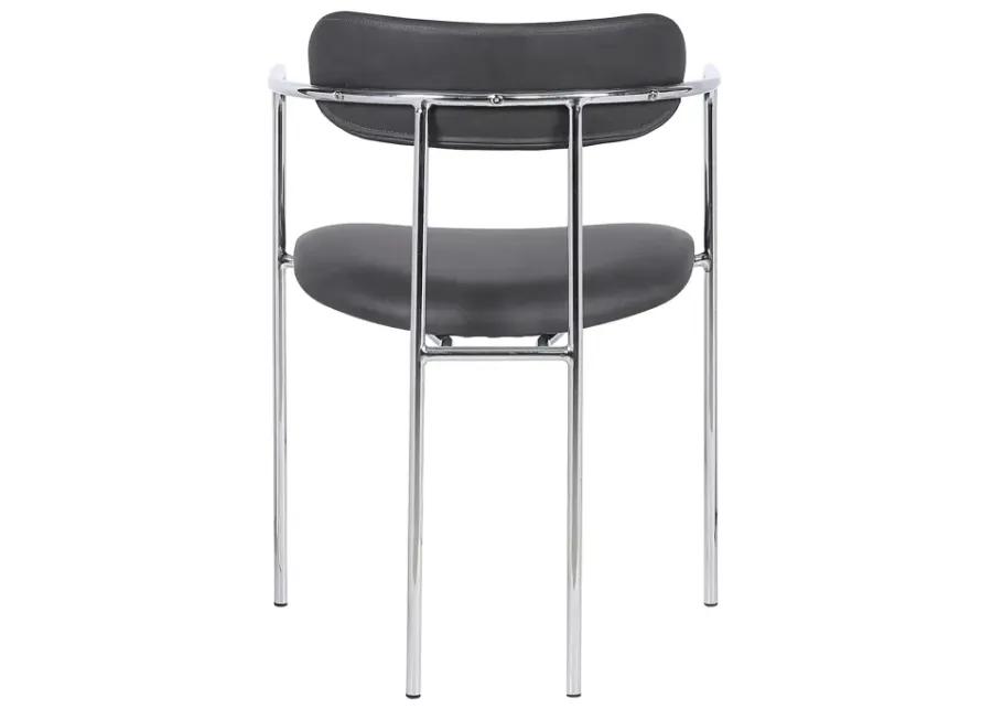 Gwen Contemporary Dining Chair in Chrome Finish with Gray Faux Leather - Set of 2