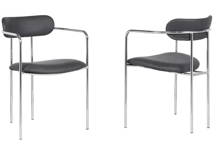 Gwen Contemporary Dining Chair in Chrome Finish with Gray Faux Leather - Set of 2