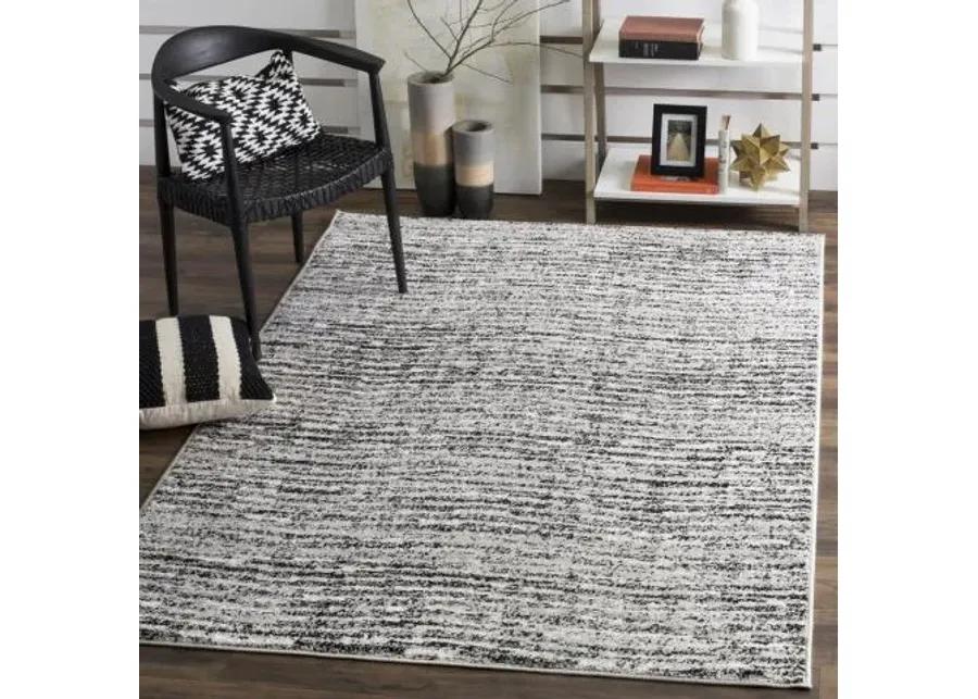 Adirondack Contemporary Black / Silver 4' X 4' Round Powerloomed Rug