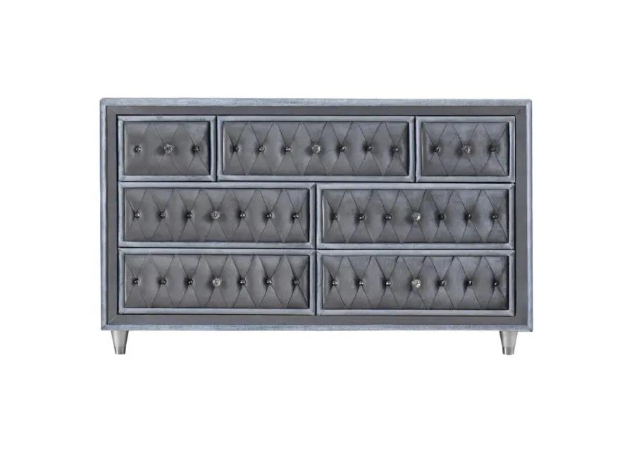 Antonella 5-Piece Eastern King Upholstered Tufted Bedroom Set Grey