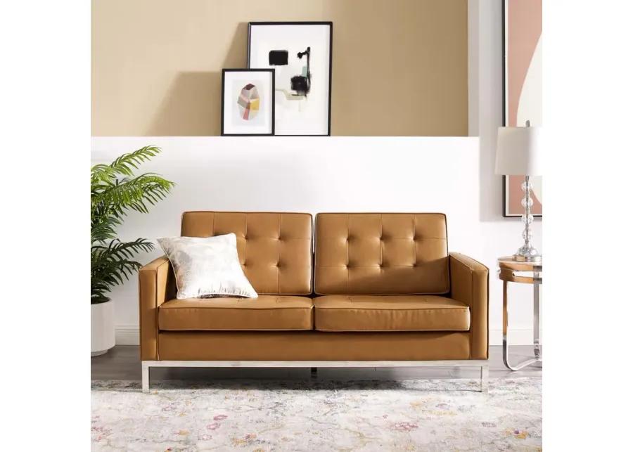 Loft Tufted Upholstered Faux Leather Loveseat