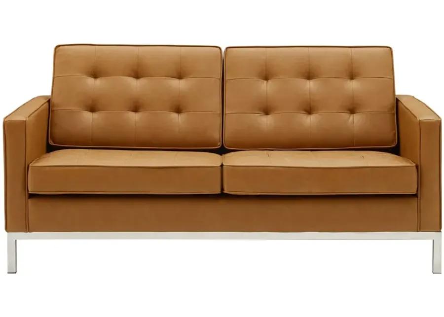 Loft Tufted Upholstered Faux Leather Loveseat