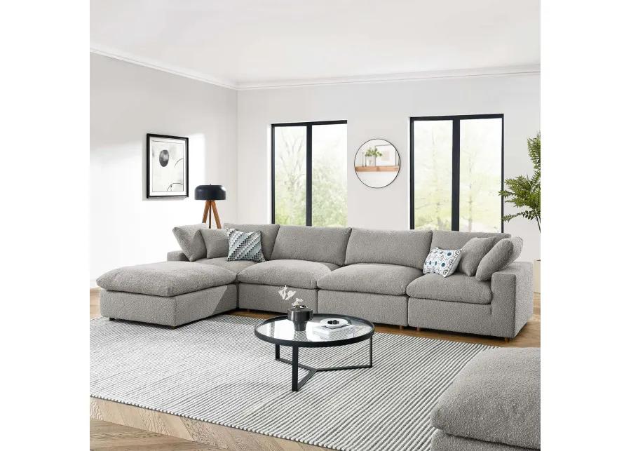 Commix Down Filled Overstuffed Boucle Fabric 5-Piece Sectional Sofa