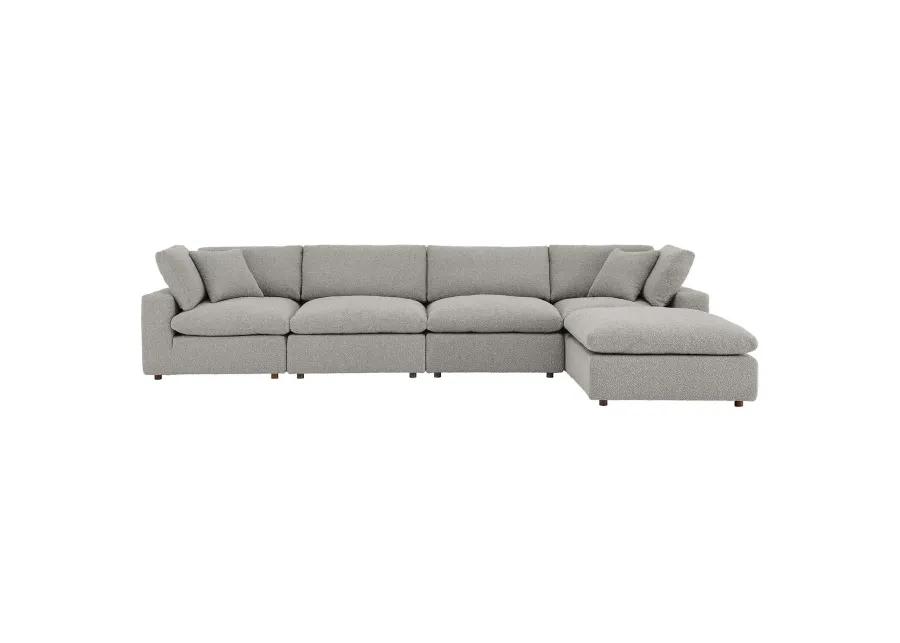 Commix Down Filled Overstuffed Boucle Fabric 5-Piece Sectional Sofa