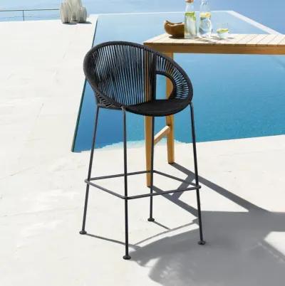 Acapulco 30" Indoor Outdoor Steel Bar Stool with Black Rope