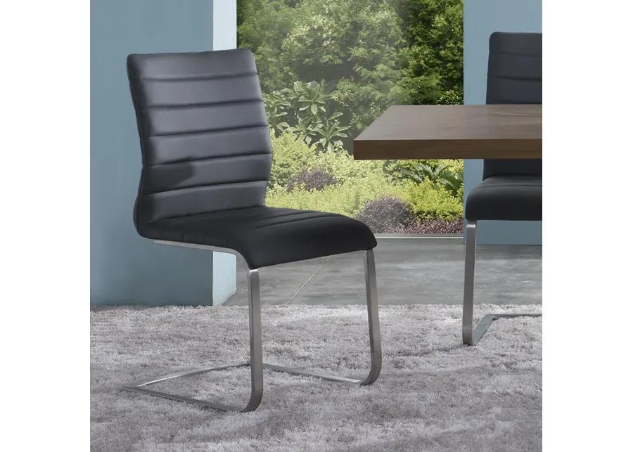 Fusion Contemporary Side Chair In Gray and Stainless Steel - Set of 2