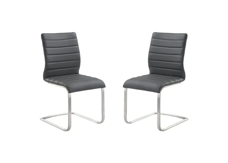 Fusion Contemporary Side Chair In Gray and Stainless Steel - Set of 2