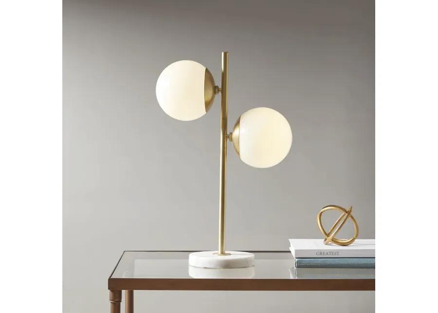 INK+IVY Holloway White/Gold Marble Base Table Lamp