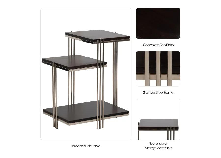 Metal/wood, 24" Three Tier Side Table