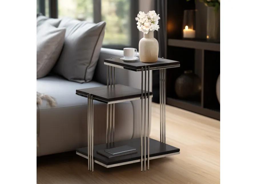 Metal/wood, 24" Three Tier Side Table