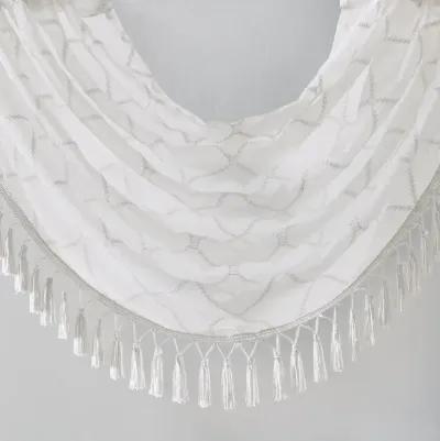 Madison Park Irina White Diamond Sheer Embroidered Waterfall Valance