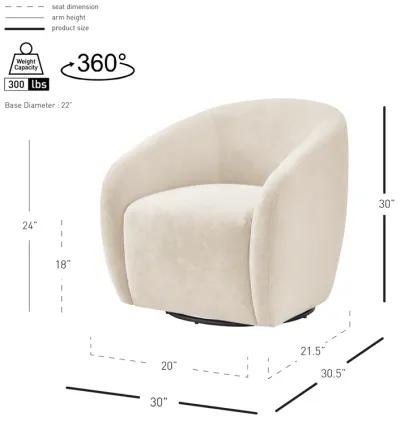 Regina Velvet Swivel Accent Arm Chair, Dainty Cream