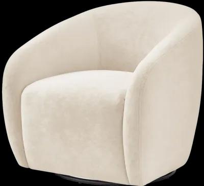 Regina Velvet Swivel Accent Arm Chair, Dainty Cream