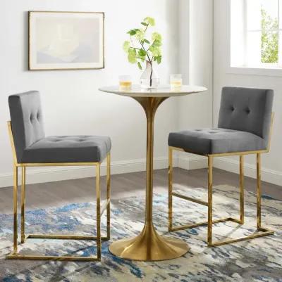 Privy Gold Stainless Steel Performance Velvet Bar Stool Set of 2