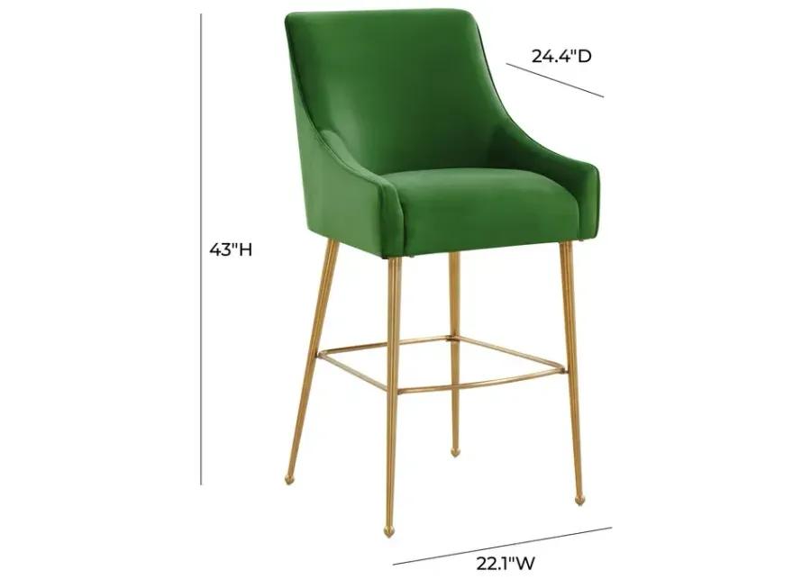 Beatrix Green Velvet Bar Stool - Gold Legs