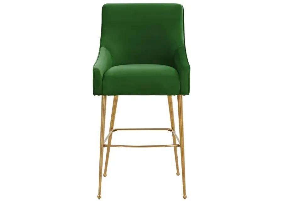 Beatrix Green Velvet Bar Stool - Gold Legs