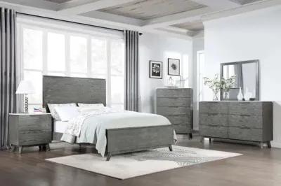 Nathan High Headboard California King Panel Bed Grey