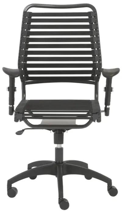 Baba Flat High Back Office Chair in Black with Graphite Black Frame and Black Base