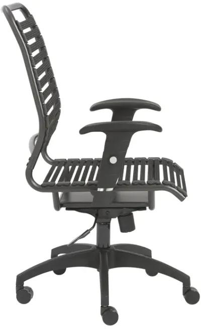 Baba Flat High Back Office Chair in Black with Graphite Black Frame and Black Base