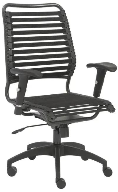 Baba Flat High Back Office Chair in Black with Graphite Black Frame and Black Base